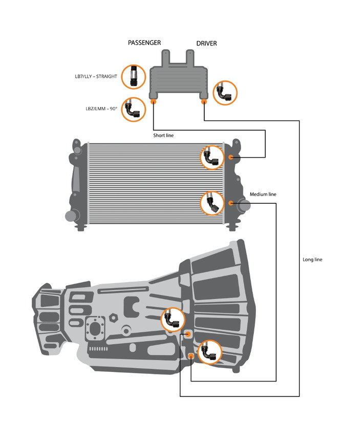 Fleece Performance Engineering Fleece - Allison Transmission Cooler Lines - 2006-2010 GM 6.6L Duramax - FPE-TL-LBZ-LMM 