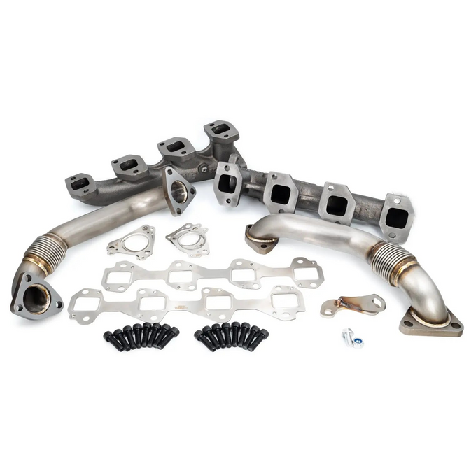 PPE - High Flow Manifold and Up-Pipe Kit (RAW Cast) - 2001-2004 GM 6.6L LB7 Duramax - 116111000