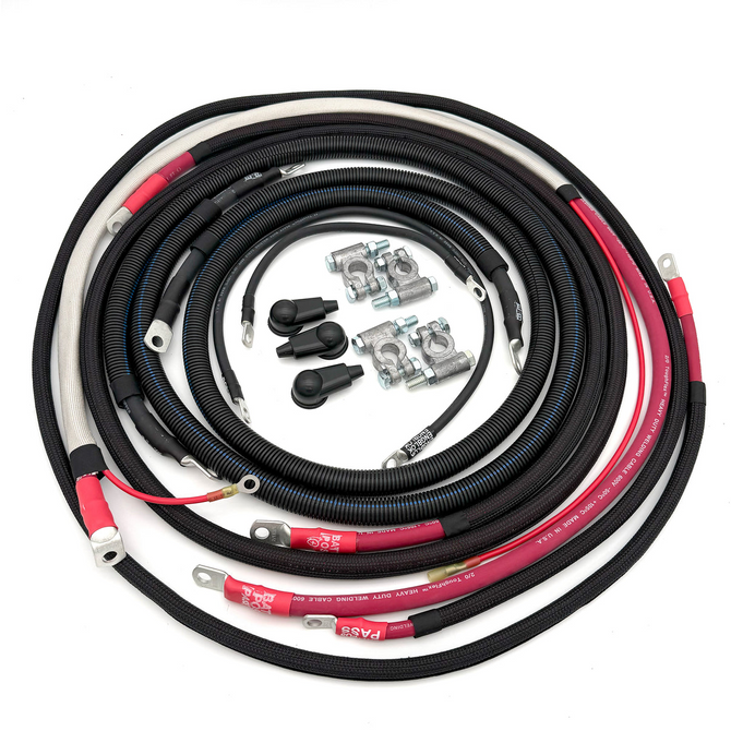 Battery Cable Kit - 2/0GA - Angled 90 - 2017 - 2021 Ford 6.7L Power Stroke - F250/F350 - FPSD17-67-00G-90