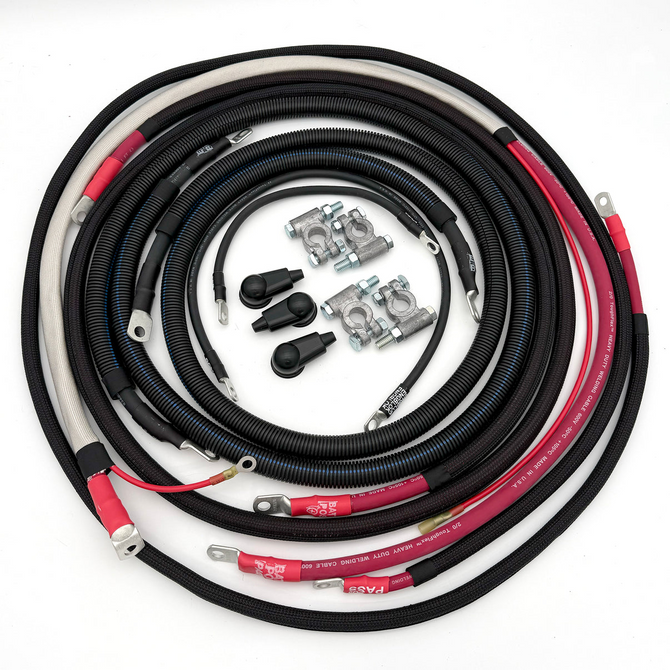 Battery Cable Kit - 2/0GA - Angled 90 - 2017 - 2021 Ford 6.7L Power Stroke - F250/F350 - FPSD17-67-00G-90