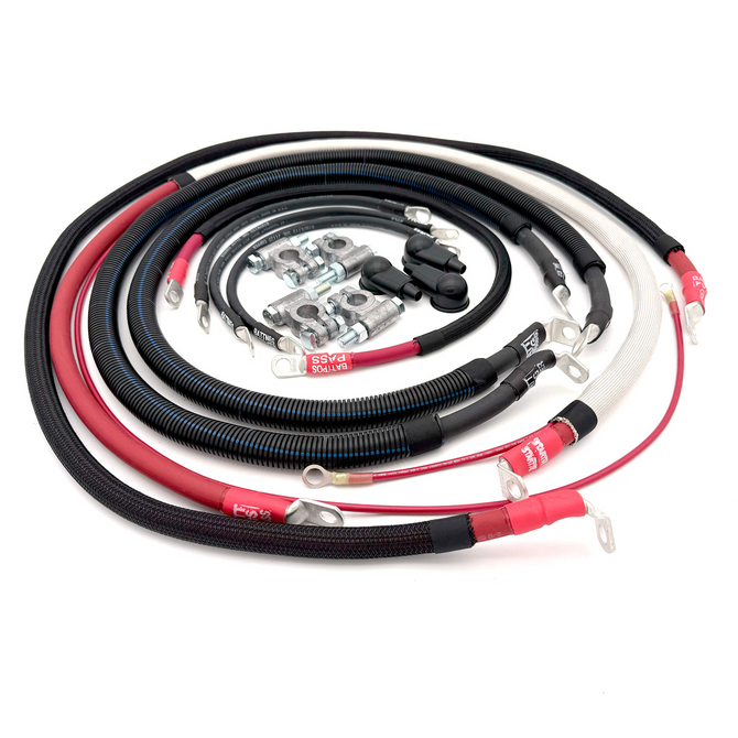 Battery Cable Kit - 2/0GA - Angled 90 - 1990-1997 Ford 7.3L Power Stroke - F250/F350 OBS - FPSD90-73-00G-90