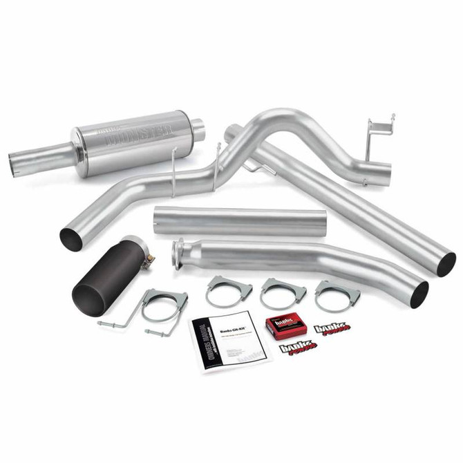 Banks - Git-Kit Bundle Power System W/Single Exit Exhaust Black Tip 98-00 Dodge 5.9L Extended Cab 49358-B