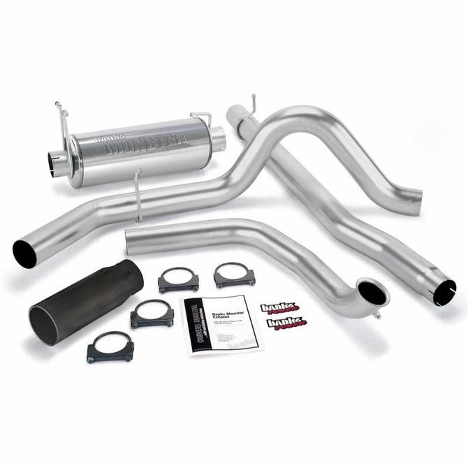 Banks - Monster Exhaust System Single Exit with Black Round Tip 
 99-03 Ford 7.3L without Catalytic Converter 48656-B