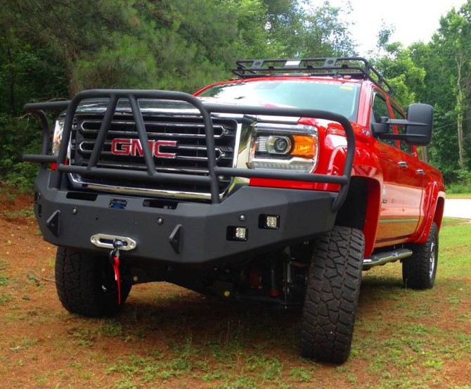 BLACK X-SERIES FRONT WINCH CAPABLE FULL BRUSHGUARD BUMPER - 2015-2019 GMC SIERRA 2500-3500 600-56-0274