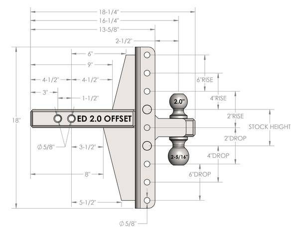 BulletProof Hitches 2.0" Extreme Duty 4" & 6" Offset Hitch ED20OFFSET 