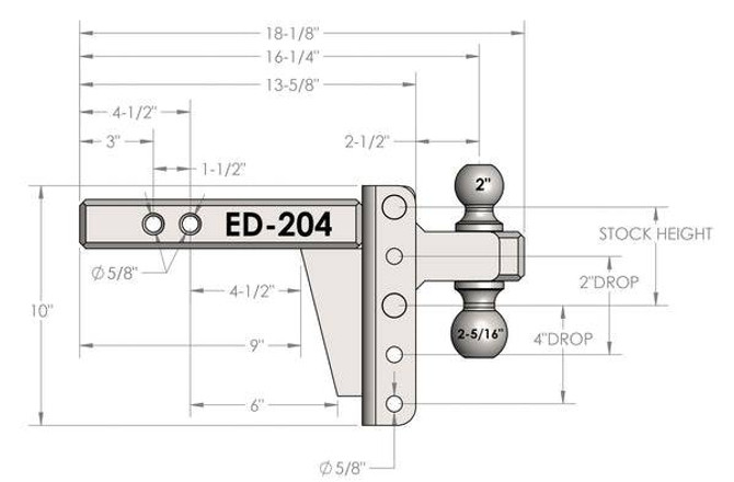 2.0" Extreme Duty 4" Drop/Rise Hitch ED204