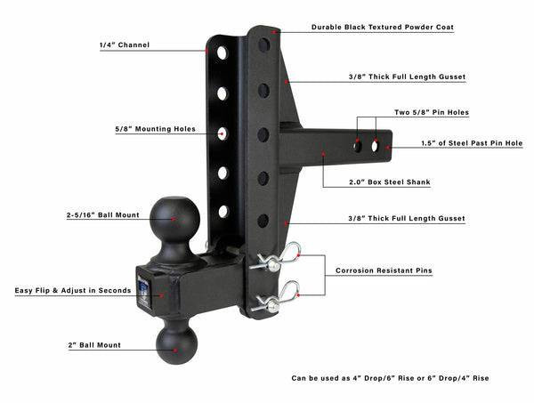 BulletProof Hitches 2.0" Medium Duty 4" & 6" Offset Hitch MD20OFFSET 