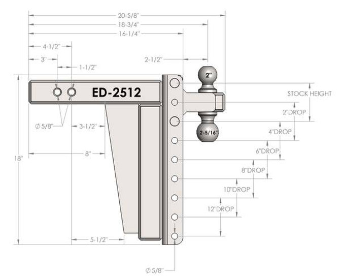 2.5" Extreme Duty 12" Drop/Rise Hitch ED2512