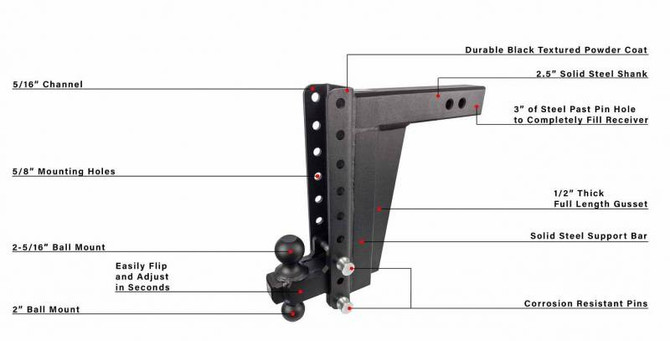 2.5" Extreme Duty 12" Drop/Rise Hitch ED2512