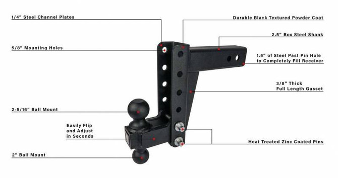 BulletProof Hitches 2.5" Medium Duty 6" Drop/Rise Hitch MD256 