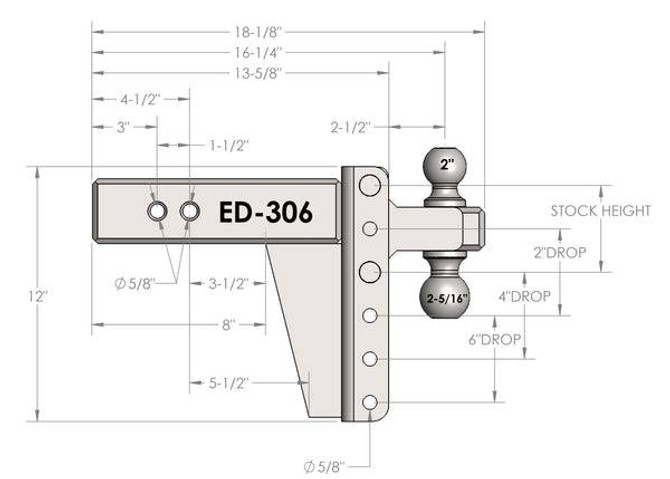 3.0" Extreme Duty 6" Drop/Rise Hitch ED306