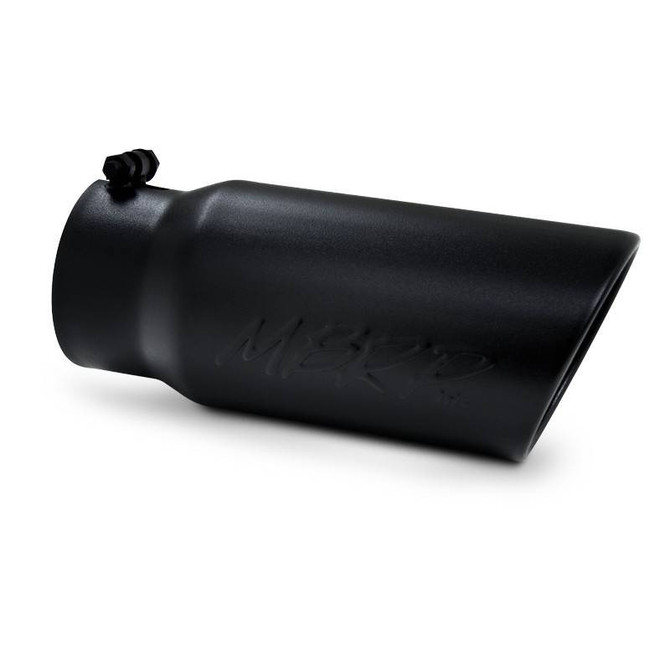 MBRP Exhaust MBRP Black Series - Exhaust Tip - 5 Inch O.D. Angled Rolled End 4 Inch Inlet 12 Inch Overall Length T5051BLK 