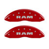 MGP Caliper Covers Ram & Ram Head Logo Red Finish Silver Characters (11-16 Ram 1500) 55001SRMHRD