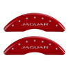 MGP Caliper Covers Jaguar & Leaper Logo Red Finish Silver Characters (10-15 Jaguar) 41003SJALRD