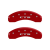 MGP Caliper Covers Cursive Cadillac & CTS Logo Red Finish Silver Characters (2009 - 2019 Cadillac CTS) 35013SCTSRD