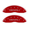 MGP Caliper Covers Denali Logo Red Finish Silver Characters (15-16 Yukon Denali) 34015SDNLRD