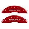 MGP Caliper Covers Denali Logo Red Finish Silver Characters (11-16 Sierra 2500/3500) 34003SDNLRD