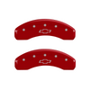 MGP Caliper Covers Bowtie Logo Red Finish Silver Characters (15-16 Suburban/Tahoe) 14234SBOWRD