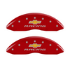 MGP Caliper Covers Chevy Racing Logo Red Finish Silver & Yellow Characters (10-15 Camaro) 14033SBRCRD