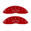 MGP Caliper Covers Bowtie Logo Red Finish Silver Characters (14-16 Silverado 1500) 14005SBOWRD