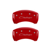 MGP Caliper Covers Cursive Challenger Logo Red Finish Silver Characters (11-16 Challenger) 12181SCLSRD