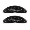 MGP Caliper Covers Cursive Charger Logo Matte Black Finish Silver Characters (11-16 Charger) 12181SCHSMB