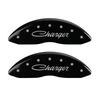 MGP Caliper Covers Cursive Charger Logo Black Finish Silver Characters (11-16 Charger) 12181SCHSBK