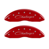 MGP Caliper Covers Cursive Challenger & RT Logo Red Finish Silver Characters (12-16 Challenger) 12162SCLRRD