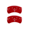 MGP Caliper Covers Mustang & Bar and Pony Logo Red Finish Silver Characters (10-14 Mustang GT/Base) 10198SMBPRD