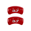 MGP Caliper Covers Mustang & 3.7 Logo Red Finish Silver Characters (10-14 Mustang Base) 10198SM37RD