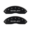 MGP Caliper Covers Shelby & Tiffany Snake Logo Matte Black Finish Silver Characters (97-04 Mustang Cobra) 10017SSBYMB