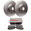 SP Performance Cross-Drilled & Slotted Rotors w/ Silver Zinc Coating and Metallic Pads