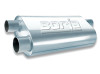 Borla Universal Oval Transverse Flow Muffler - Universal - 3"Offet Inlet / 2.5" Dual Offset Outlet 40474