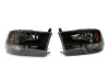Raxiom 09-18 Dodge RAM 1500 Axial Series Euro Style Headlights w/ Dual Bulb Blk Housing (Clear Lens) - R118016 Photo - Close Up
