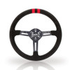 FuelTech racing steering wheel with red stripe Ultrasuede and aluminum structure