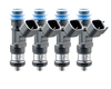 ISC-0650H-4 Fuel Injector Clinic 650cc high impedance injector set with 53mm height and 11mm by 16mm O-ring configuration