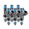 FIC ISC-0525H-6 six cylinder 525cc high performance fuel injector set with flow matching, detailed flow sheet, and solder-in pigtails