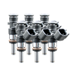 FIC ISC-1440H-6 1440cc SHORT high impedance six cylinder fuel injectors with stainless alloy valves, Data Match Technology, and solder-in pigtails