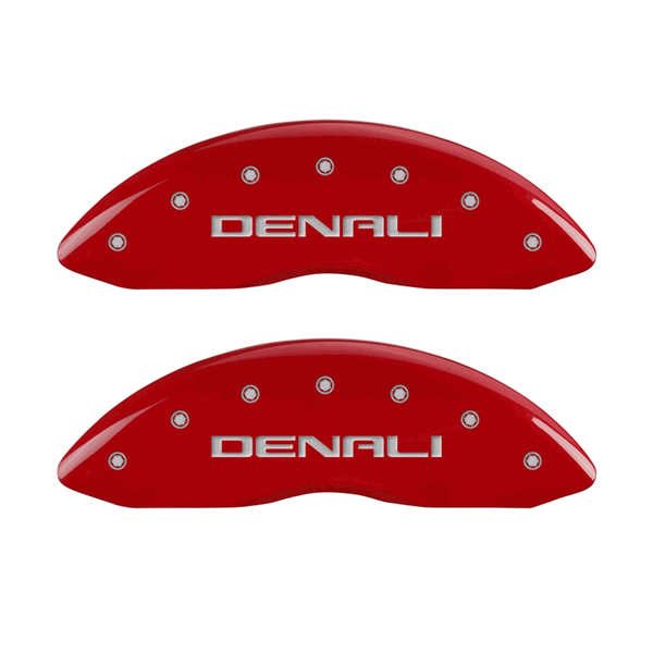 MGP Caliper Covers Denali Logo Red Finish Silver Characters (2007 - 2014 Yukon Denali) 34009SDNLRD