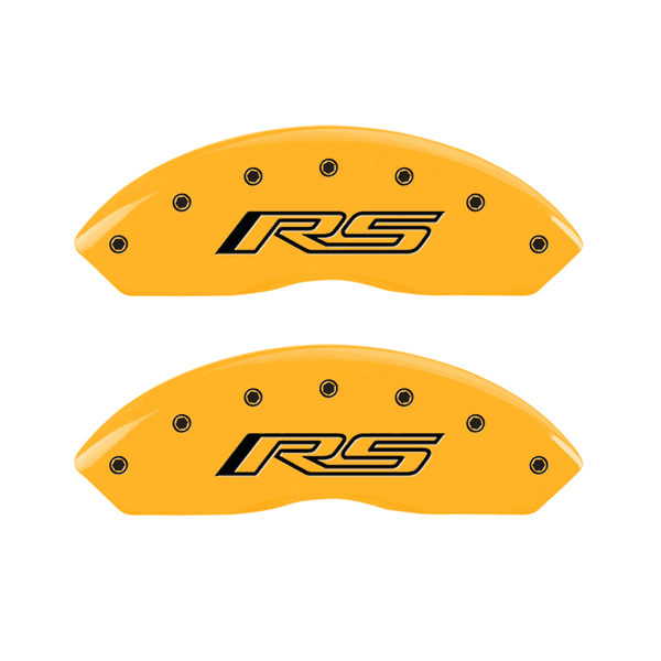 MGP Caliper Covers Gen 6 RS Logo Yellow Finish Black Characters (2016 - 2023 Camaro 2.0L / 3.6L) 14240SRS5YL