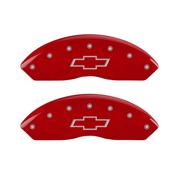 MGP Caliper Covers Bowtie Logo Red Finish Silver Characters (2015 - 2020 Colorado) 14235SBOWRD