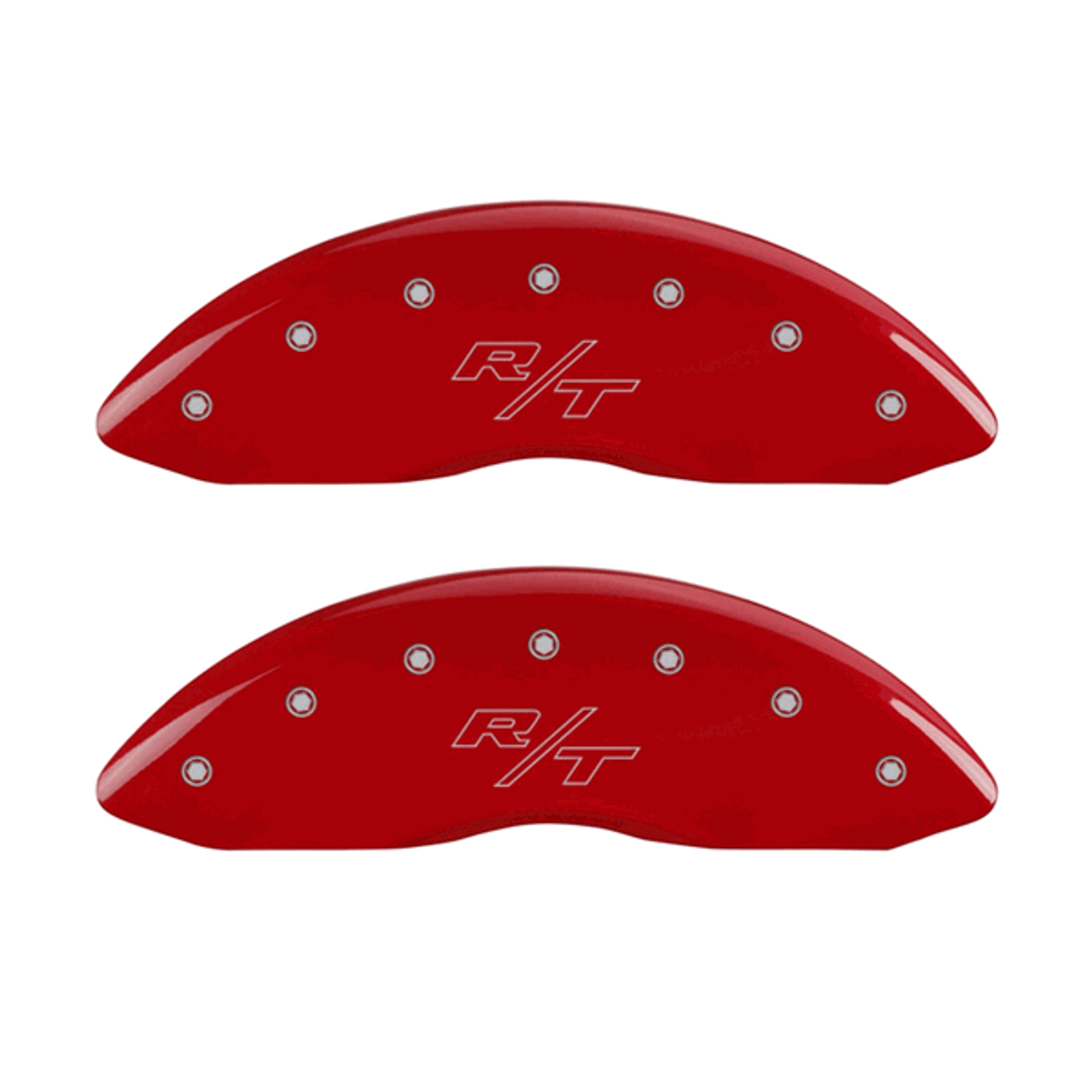 MGP Caliper Covers Vintage R/T Logo Red Finish Silver Characters (2011 - 2023 Charger / Challenger) 12162SRTRRD
