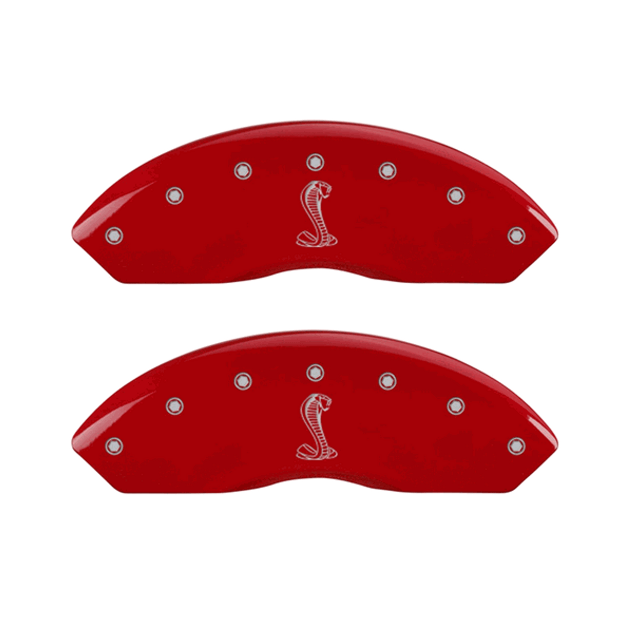 MGP Caliper Covers Tiffany Snake Logo Red Finish Silver Characters (2005 - 2009 Mustang) 10197SSNKRD