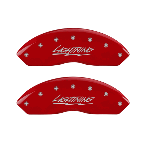 MGP Caliper Covers Lightning Logo Red Finish Silver Characters (1999 - 2004 Lightning) 10021SLTGRD