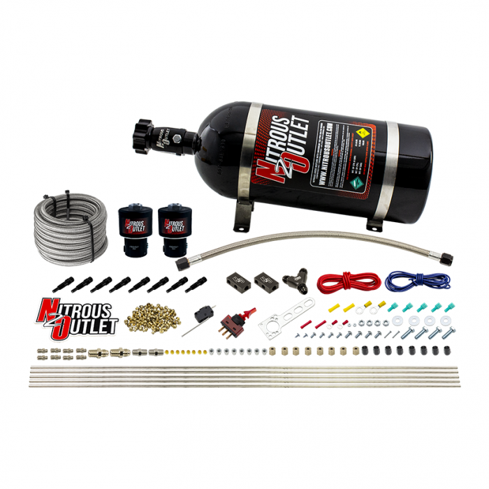 Nitrous Outlet 8 Cylinder Dry Direct Port System - .178 Nitrous - Straight Blow Through Nozzles 00-10432-T-SBT