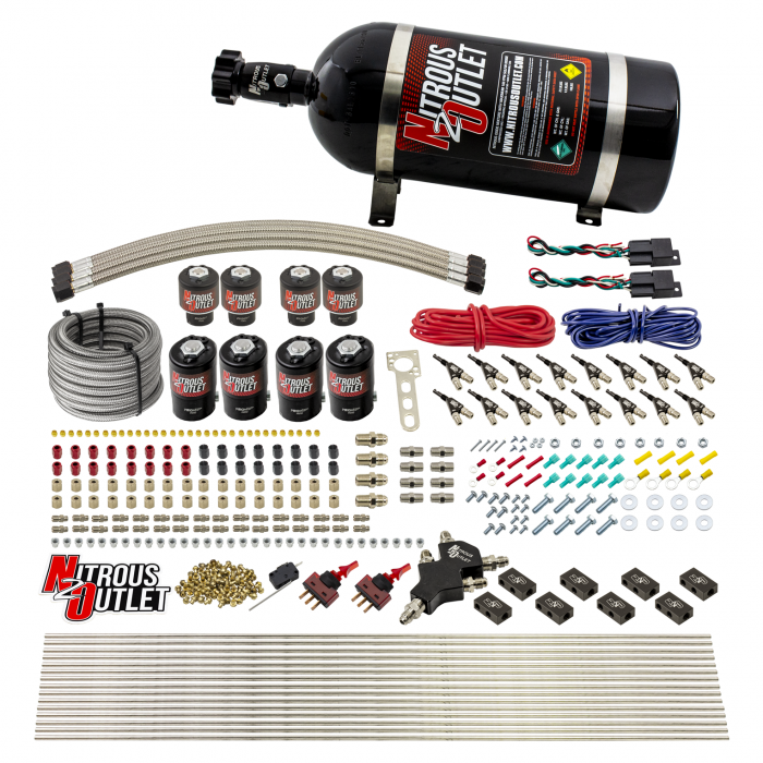 Nitrous Outlet 8 Cylinder Dual Stage Direct Port Nitrous System .122 Nitrous/.177 Fuel Solenoids Alcohol 00-10433-ALC-H-DS