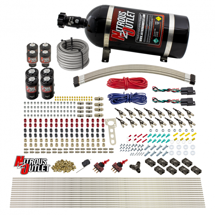 Nitrous Outlet 8 Cylinder Dual Stage Direct Port Nitrous System .112 Nitrous/.177 Fuel Solenoids 00-10434-L-DS