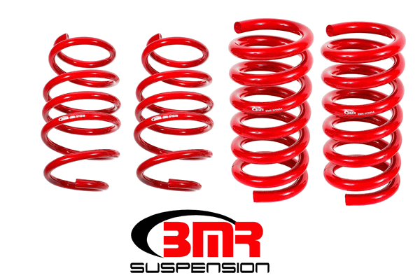 BMR Lowering Springs - .875" Front/0.75" Rear - Handling - Red (2015 - 2026 Mustang GT) SP083R