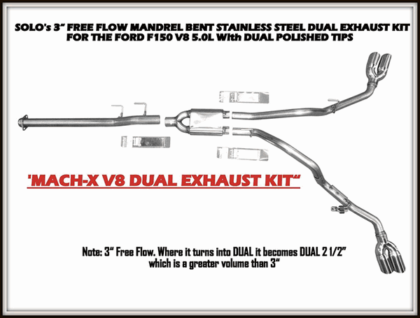 Solo Mach-X Dual Cat-Back Exhaust w/Extra Resonator 145" WB (11-14 F-150 V8) 998147
