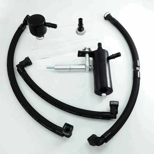 UPR Products Oil Catch Can - Single Valve - Plug N Play - Black (2015 - 2023 Mustang - Hellion Top Mount TC) 5030-144-1-CSS